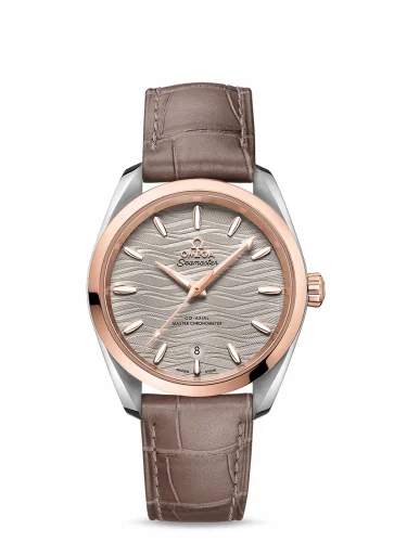 Omega Seamaster Aqua Terra 150M Master Chronometer 34 Stainless Steel / Sedna Gold / Grey-Waves / Alligator 220.23.38.20.06.001 (22023382006001)